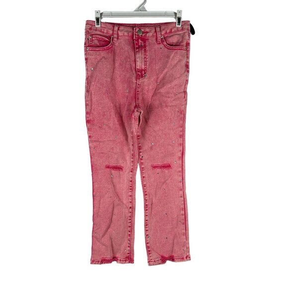 Pink Denim Jeans With Rhinestone Accents - Size S - Blueb Collection - Picture 1 of 6